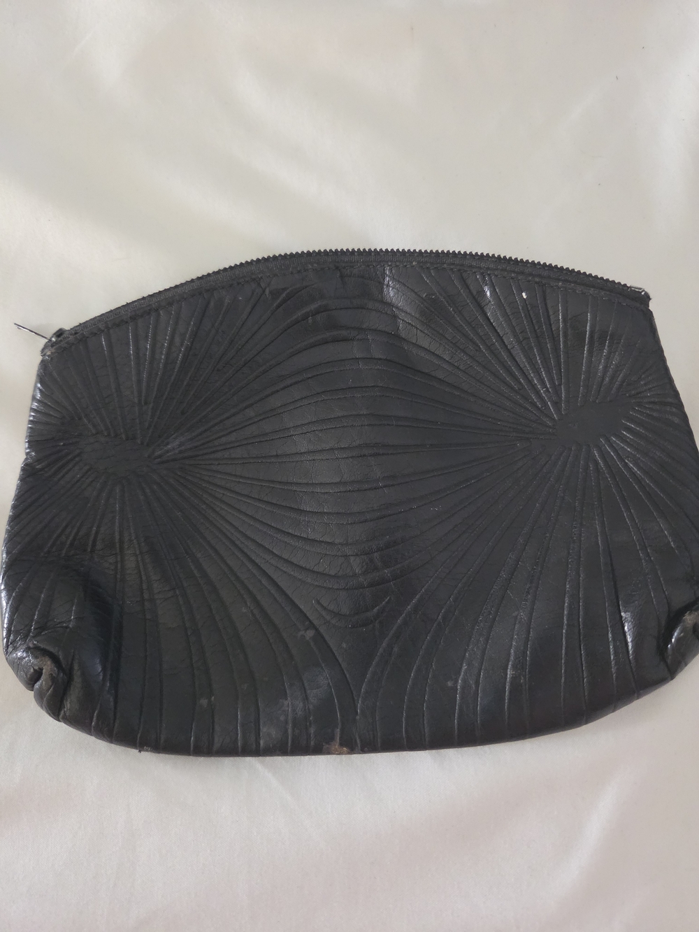 Vintage Black Embossed Sunburst Cosmetic Pouch